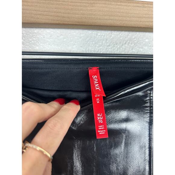 SPANX Faux Patent Leather Leggings Black Sz XL - Picture 5 of 7